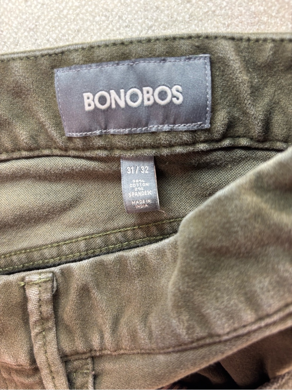 Bonobos Olive Green Stretch Chino Pants Mens 31x32 Slim Straight Casual - Picture 6 of 7